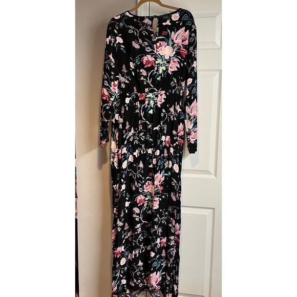 ASOS Maternity Floral Keyhole Maxi Dress Womens Size 6 Black - Picture 6 of 13